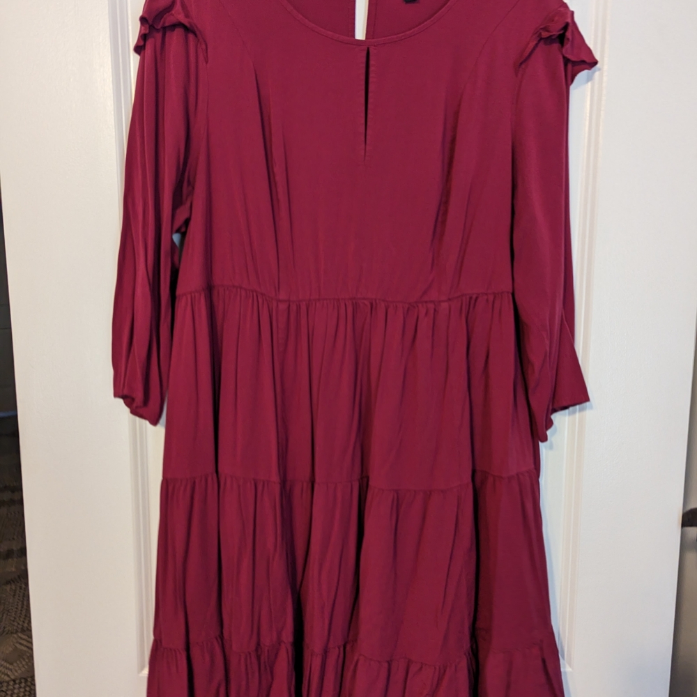 Torrid Women's Long Sleeve Dress in Burgundy